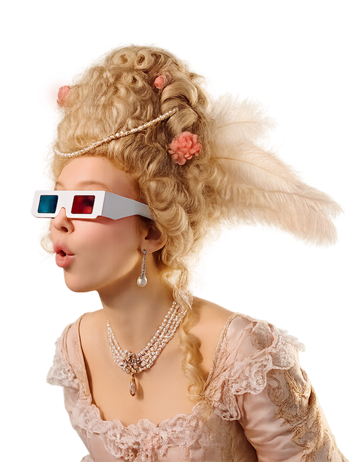 Portrait baroque revisité portant des lunettes 3D