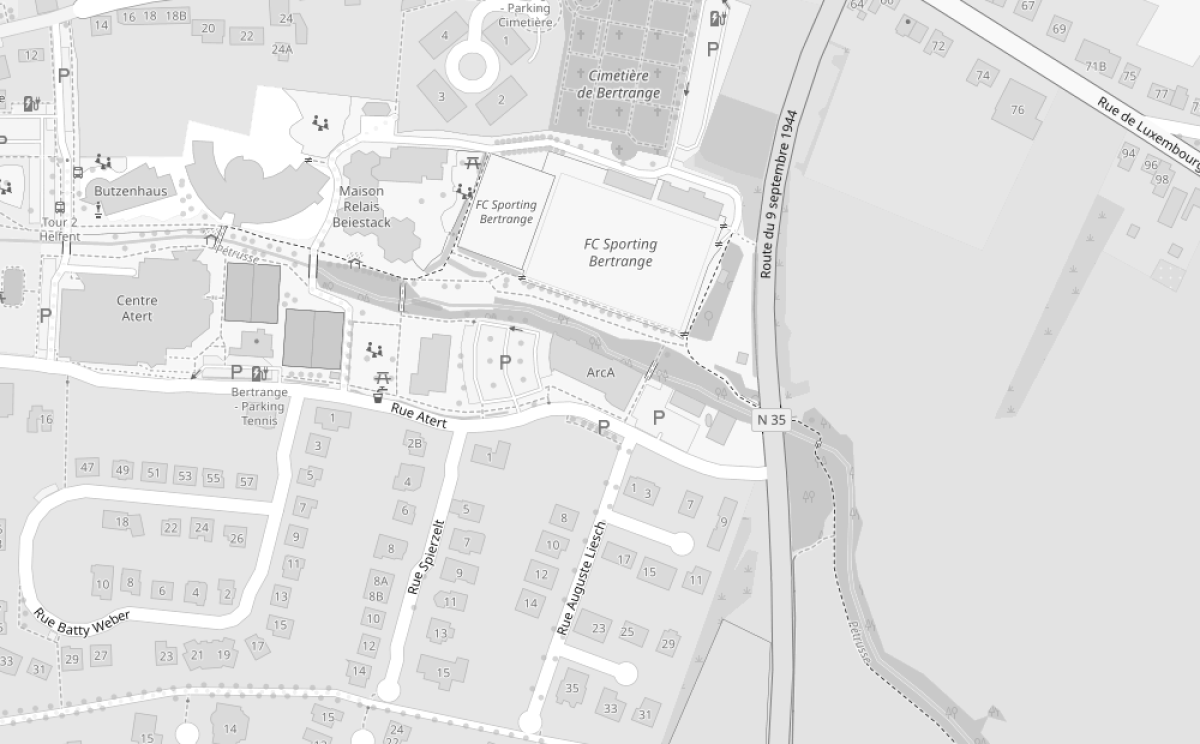 Plan de situation du Théâtre de l'ArcA, rue Atert à Bertrange